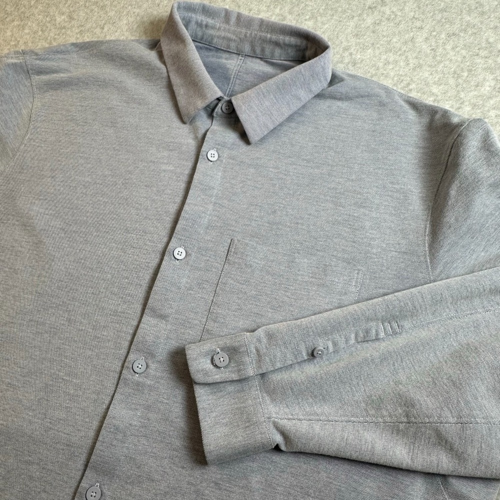 Lululemon Commission Shirt Mens XL Gray Long Sleeve Button Down Stretch